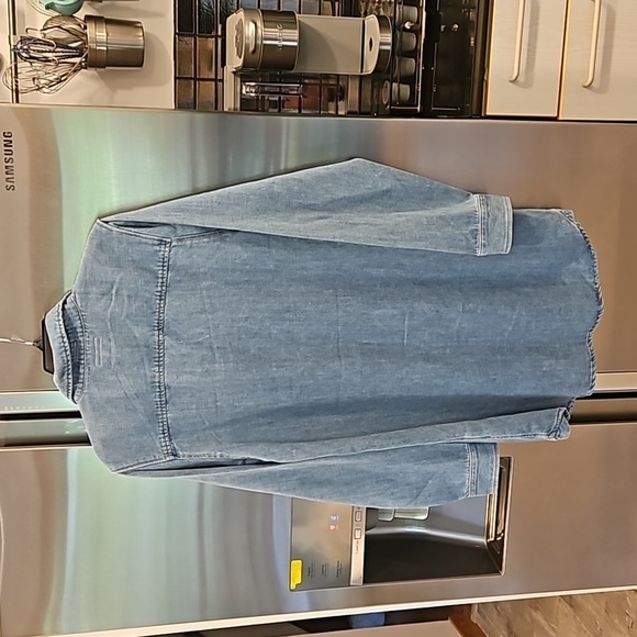 💕MOTHER💕 The Lace Up Shirt Dress ~ Salt And Lime Blue Denim Large L NWOT - Picture 10 of 16